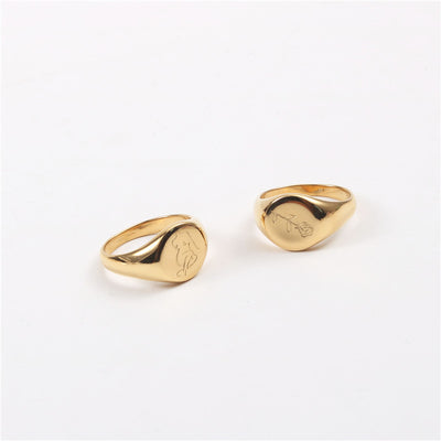 Signet Ring Design Gold Titanium Steel Gold Plated