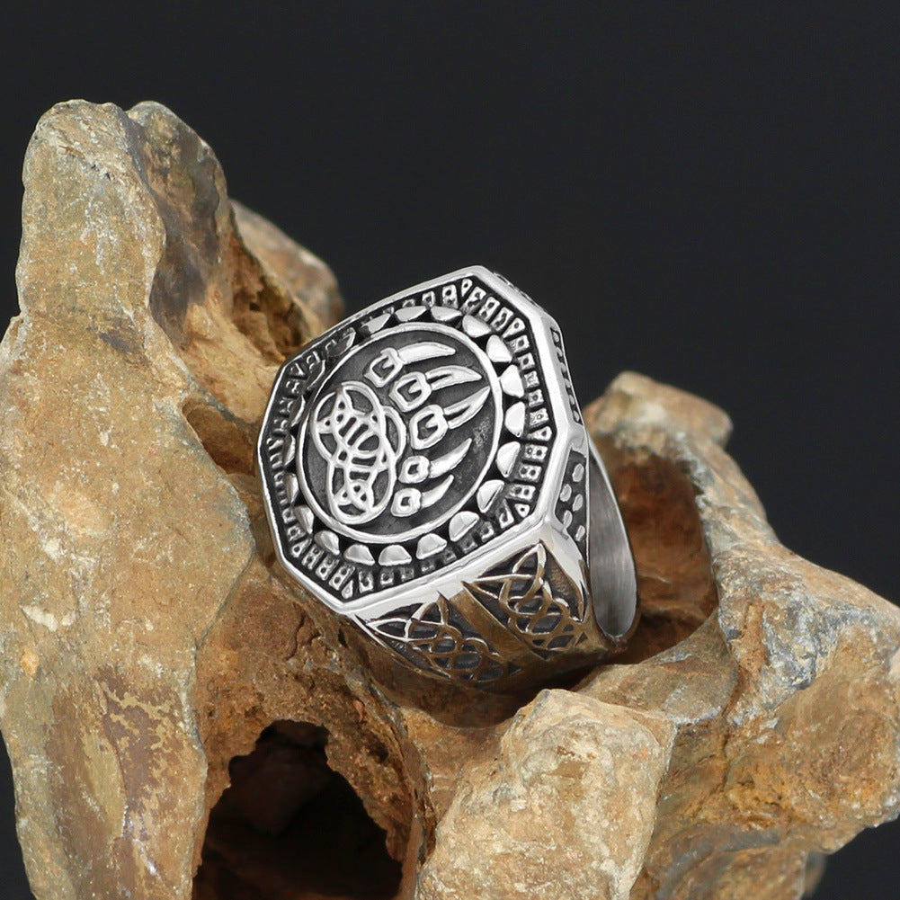 Beowulf Regalia Handcrafted Stainless Steel Veles Signet Ring