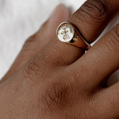 Signet Ring Design Gold Titanium Steel Gold Plated