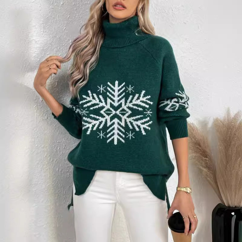 Olivisee Women’s Christmas Sweater – High Collar Style
