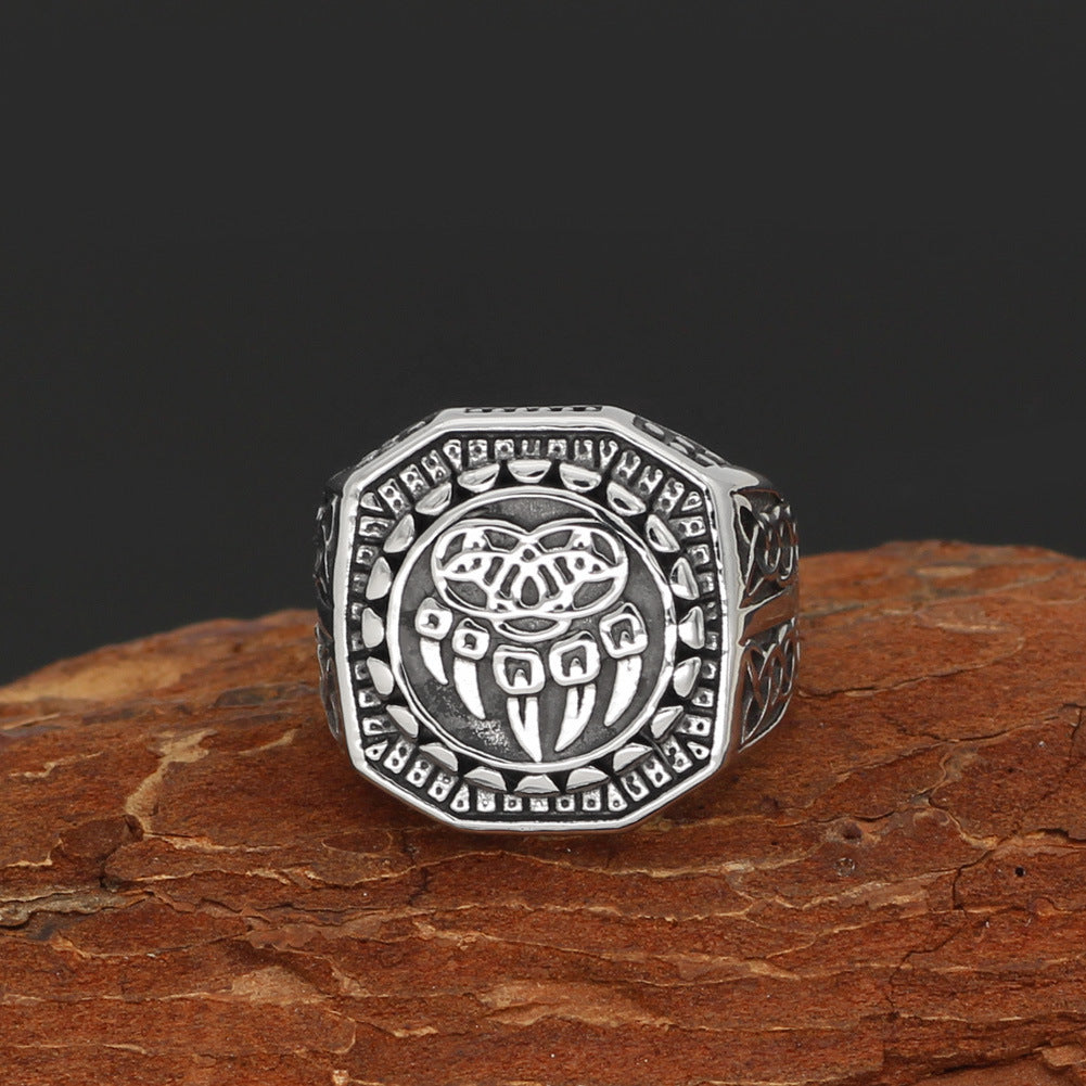 Beowulf Regalia Handcrafted Stainless Steel Veles Signet Ring