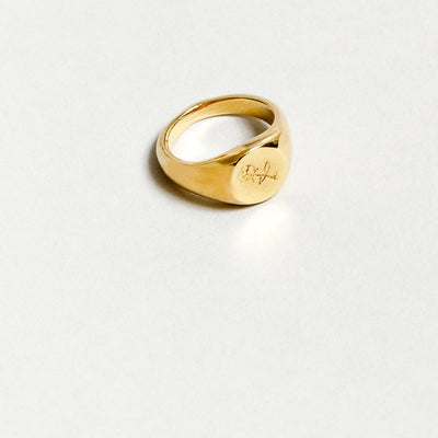 Signet Ring Design Gold Titanium Steel Gold Plated