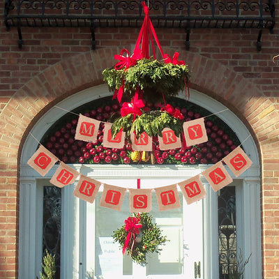 Olivisee Merry Christmas Sackcloth Banner Décor