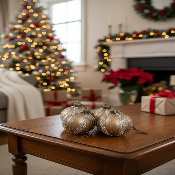 Olivisee 4PCS Glass Ball Ornaments | Christmas Décor Set