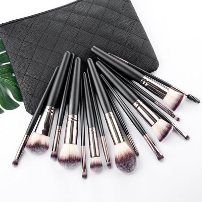 Olivisee 15 Matte Black Makeup Brushes Set