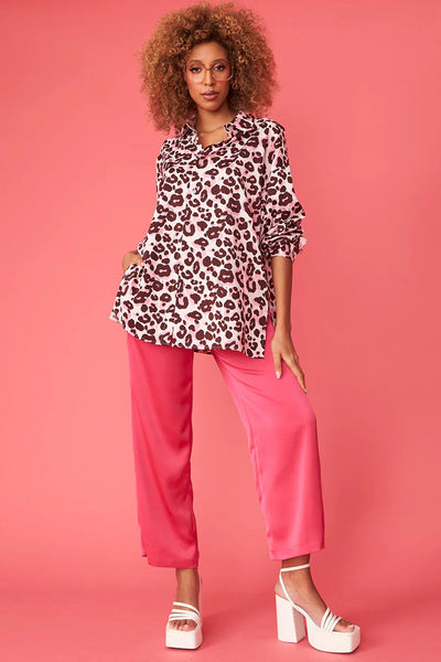 Pink Silk Blend Animal Print Shirt