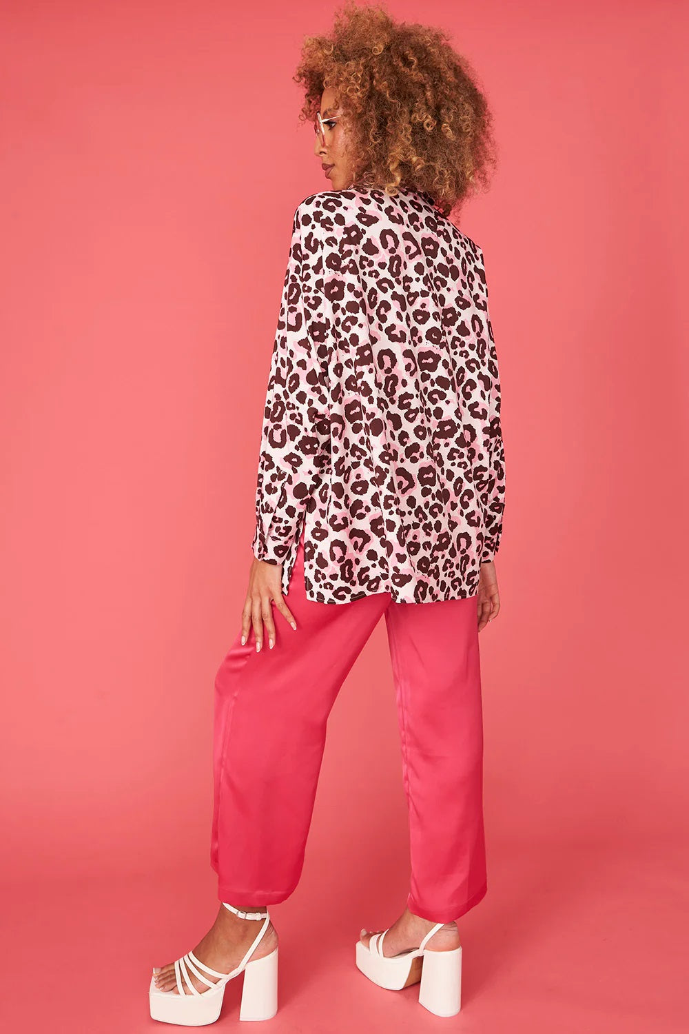 Pink Silk Blend Animal Print Shirt