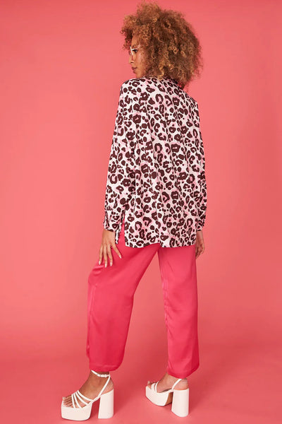 Pink Silk Blend Animal Print Shirt