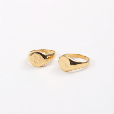 Signet Ring Design Gold Titanium Steel Gold Plated