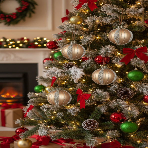 Olivisee 4PCS Glass Ball Ornaments | Christmas Décor Set