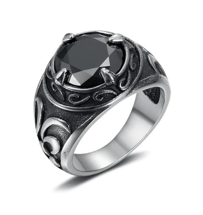 Beowulf Regalia Handcrafted Stainless Steel Celtic Signet Ring With Central Stone